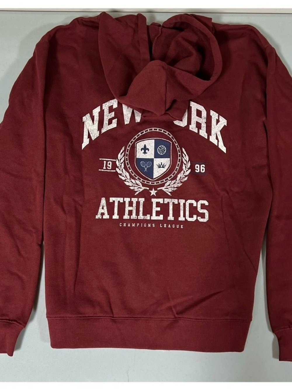 Red NY ‘New York Athletics’ Graphic Zipper Sweater Sweatshirt Hoodie Size XS ♥️✨